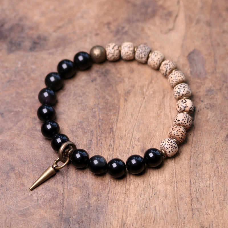 Ebony Wood Obsidian Peace Bracelet 15cm
