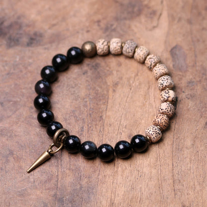 Ebony Wood Obsidian Peace Bracelet 15cm