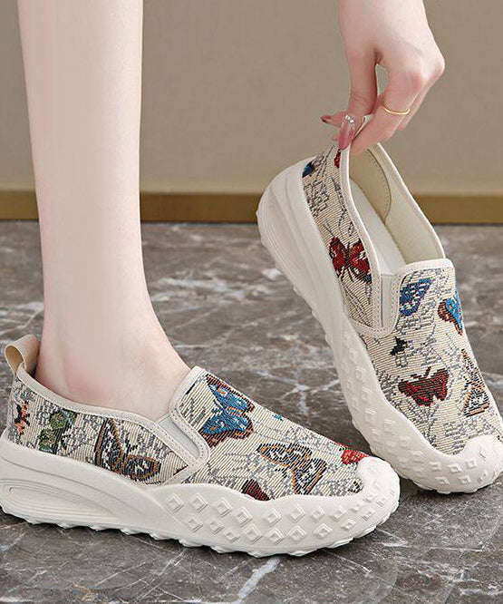 Beige Flat Shoes for Cotton Fabric Diy Flat Shoes for