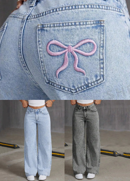 Grey High Waist Wide Leg Denim Pant