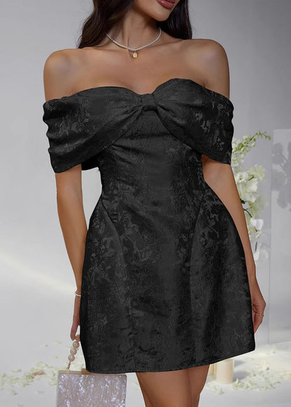 European and American Beige Bow Strapless Dress Summer