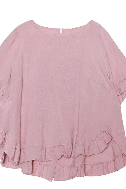 Loose Pure Color Button Down Shirt Summer Blouse