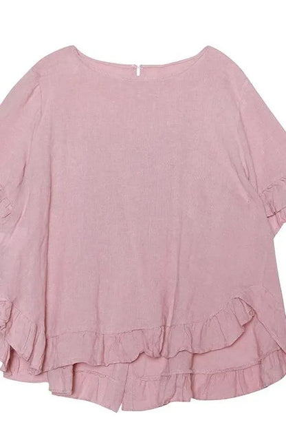 Loose Pure Color Button Down Shirt Summer Blouse