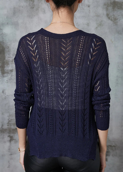 Navy Button Down Knit Cardigan Spring