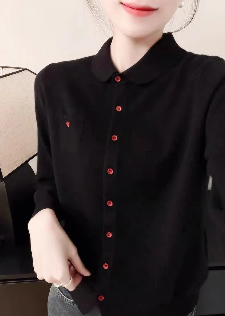 Purple Peter Pan Collar Button Knit Sweater Fall