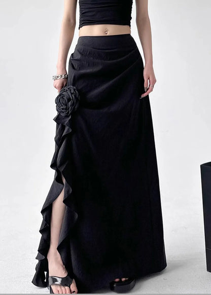 White Side Open High Waist Cotton Skirts Fall