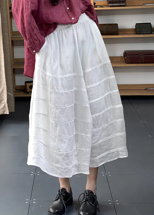 Unique Black Striped Patchwork Elastic Waist Maxi Skirts
