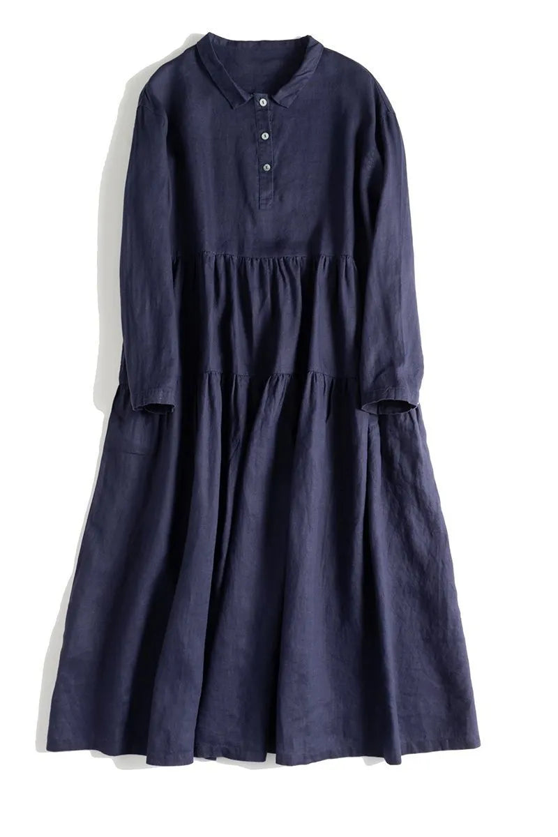 Organic Linen Long Sleeve Dress
