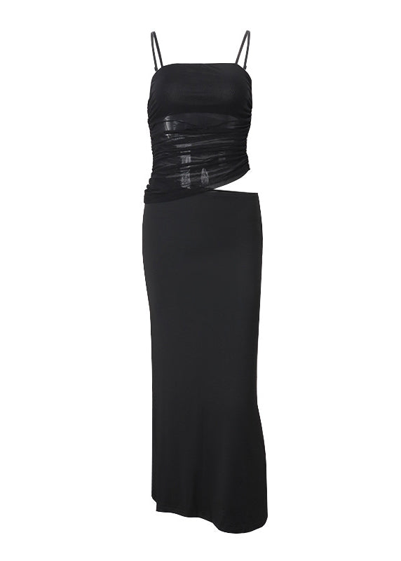 And Black Tulle One Neck Slim Fit Suspender Dress