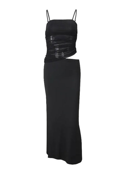 And Black Tulle One Neck Slim Fit Suspender Dress
