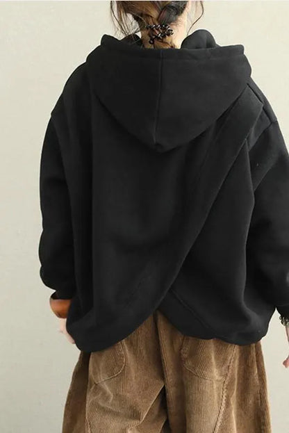 Loose Hoodie Brushed Cotton Fleece Warm Tops