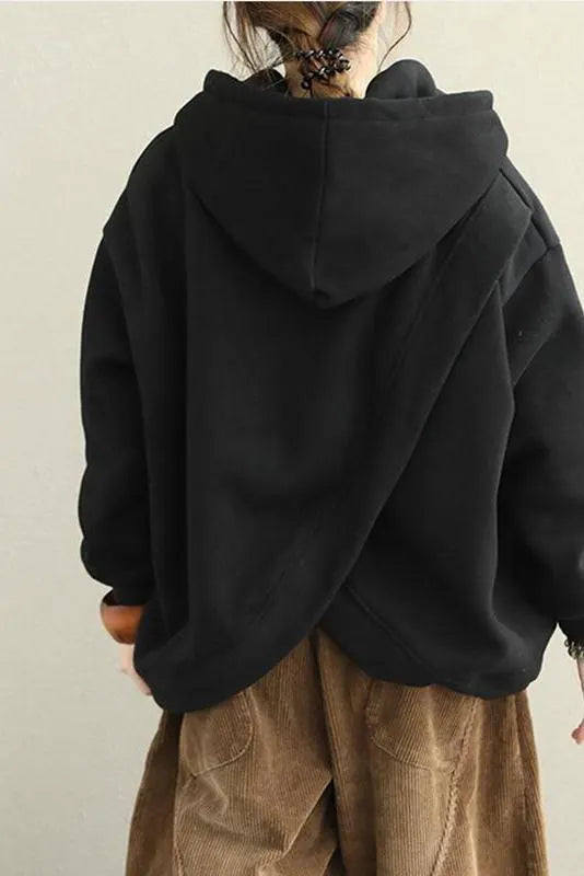 Loose Hoodie Brushed Cotton Fleece Warm Tops