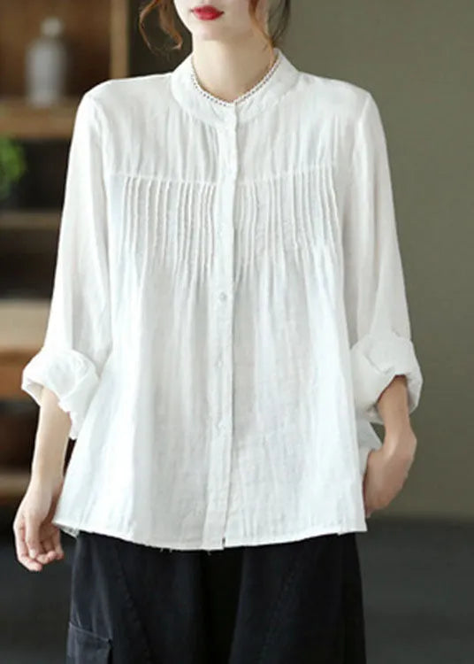 Green Loose Button Fall Shirt Top