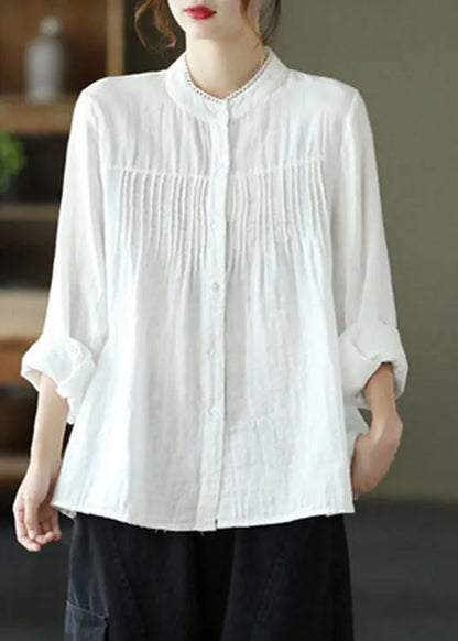 Green Loose Button Fall Shirt Top