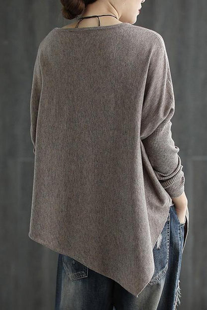 Pure Color Irregular Hem Sweater