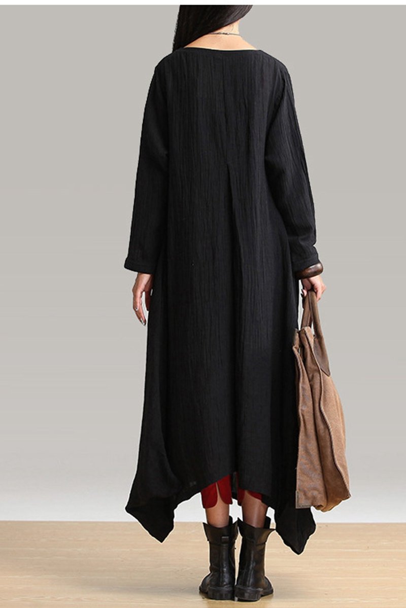 Fall Maxi Black Linen Dress