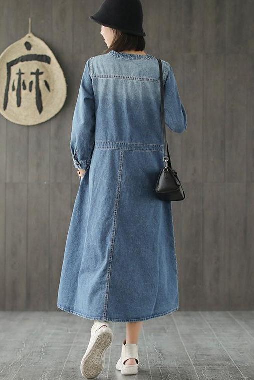 Loose Blue Denim Dresses Cowboy Outfits
