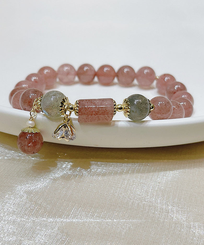 Pink Crystal Beading Charm Bracelet