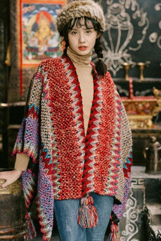 Winter Knitted Warm Tassel Scarf Shawl
