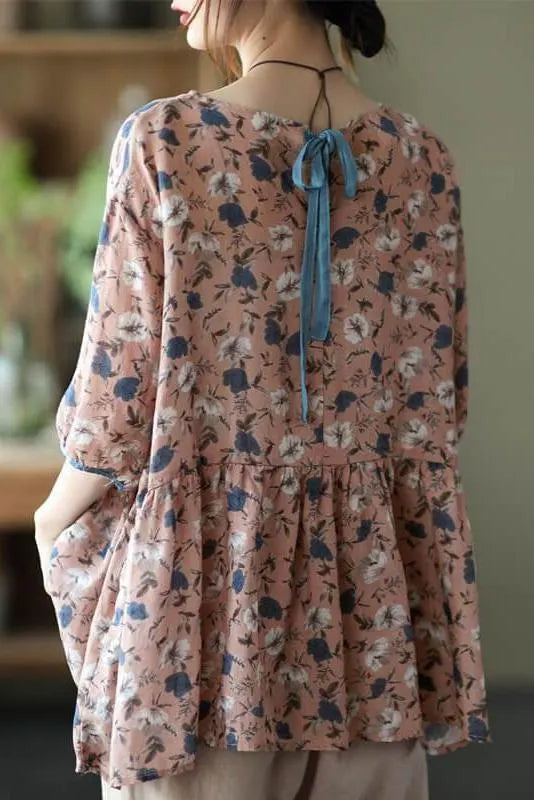 Chiffon Lace-up T-shirt
