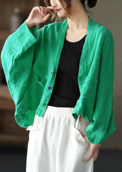Fine Purple Bat Wing Sleeve Pockets Coat Short