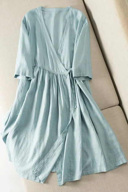 Loose Drawing Linen Summer Dresses Outfits