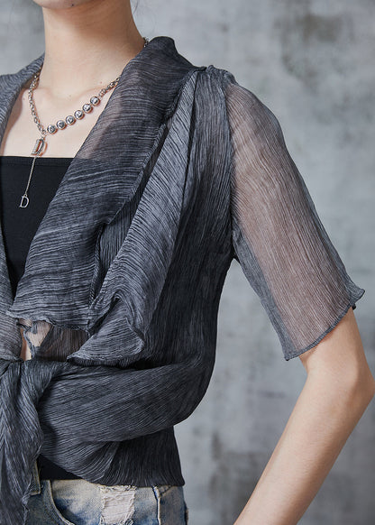 French Grey Oversized Tulle Upf 50+ Cardigan Summer