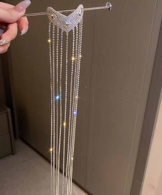 Silk Copper Zircon Love Tassel Hairpin