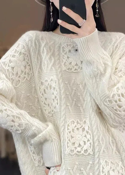 Boutique Beige O Neck Woolen Sweater Fall