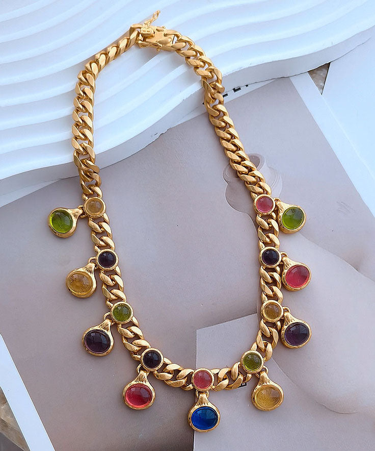 Rainbow Copper Overgild Coloured Glaze Princess Necklace