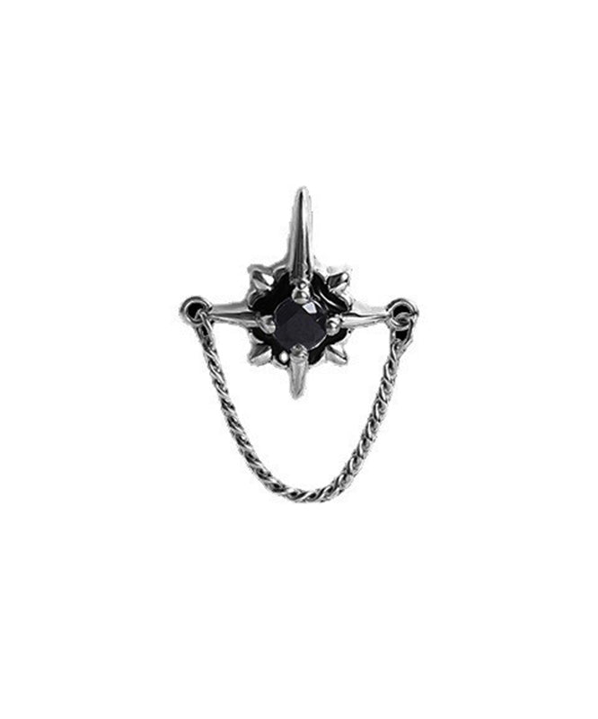 Silk Sterling Silver Zircon Chain Stud Earrings