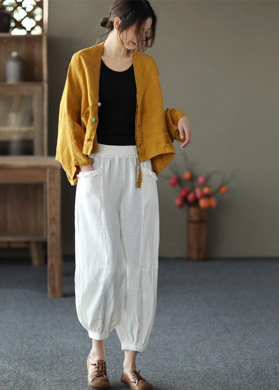 Fine Yellow-yellow Flower Bat Wing Sleeve Pockets Coat Short