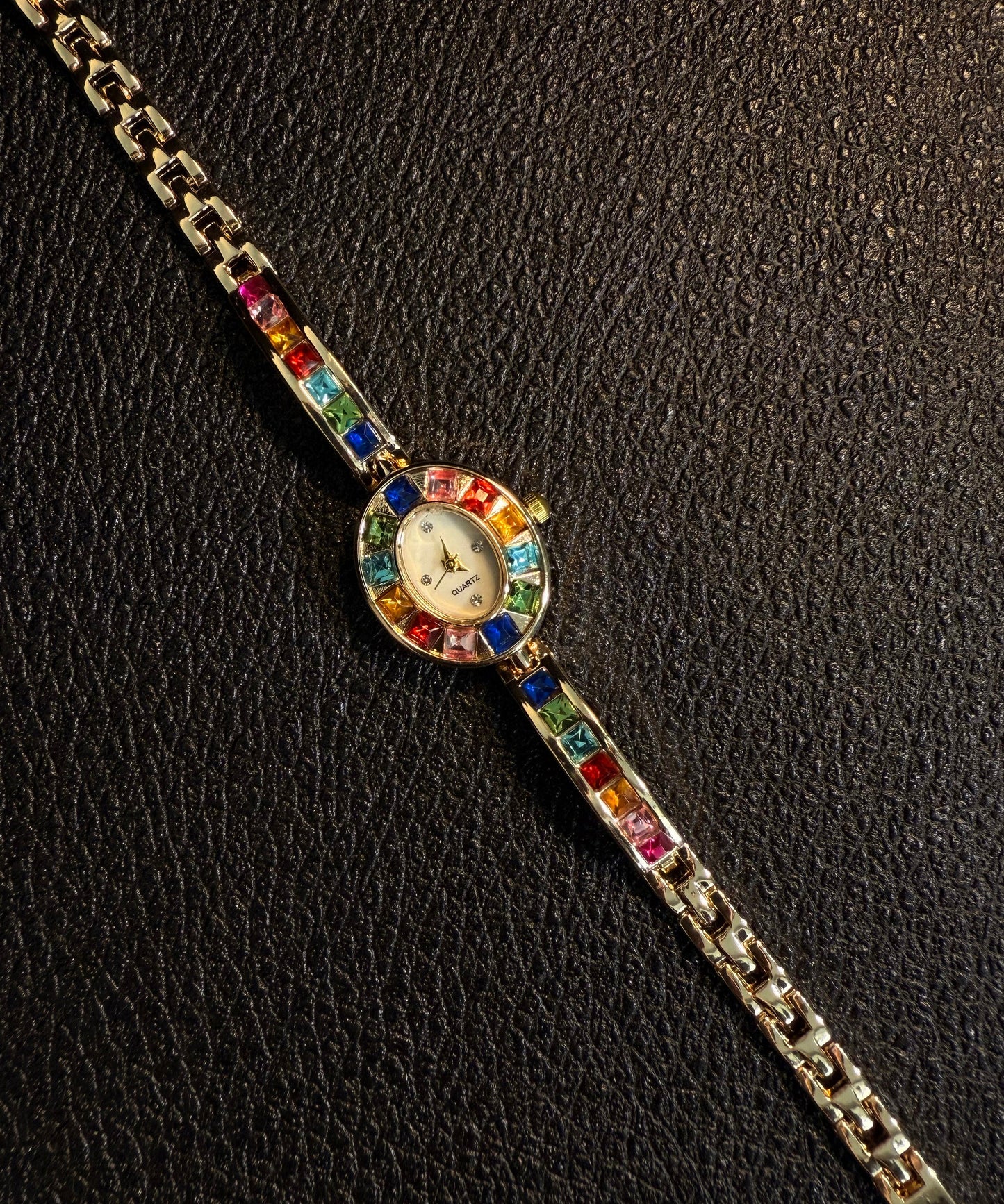 Stylish Rainbow Alloy Crystal Chromatic Time Watches