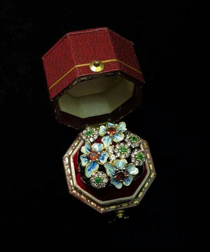 Retro Blue Zircon Exaggeration Alloy Rings