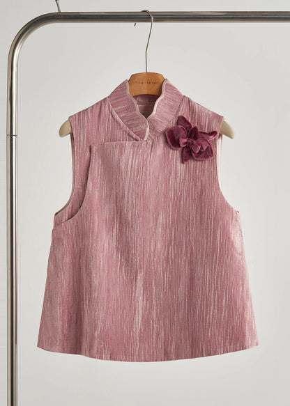Unique Rose Decorated Silk Velour Vests Fall