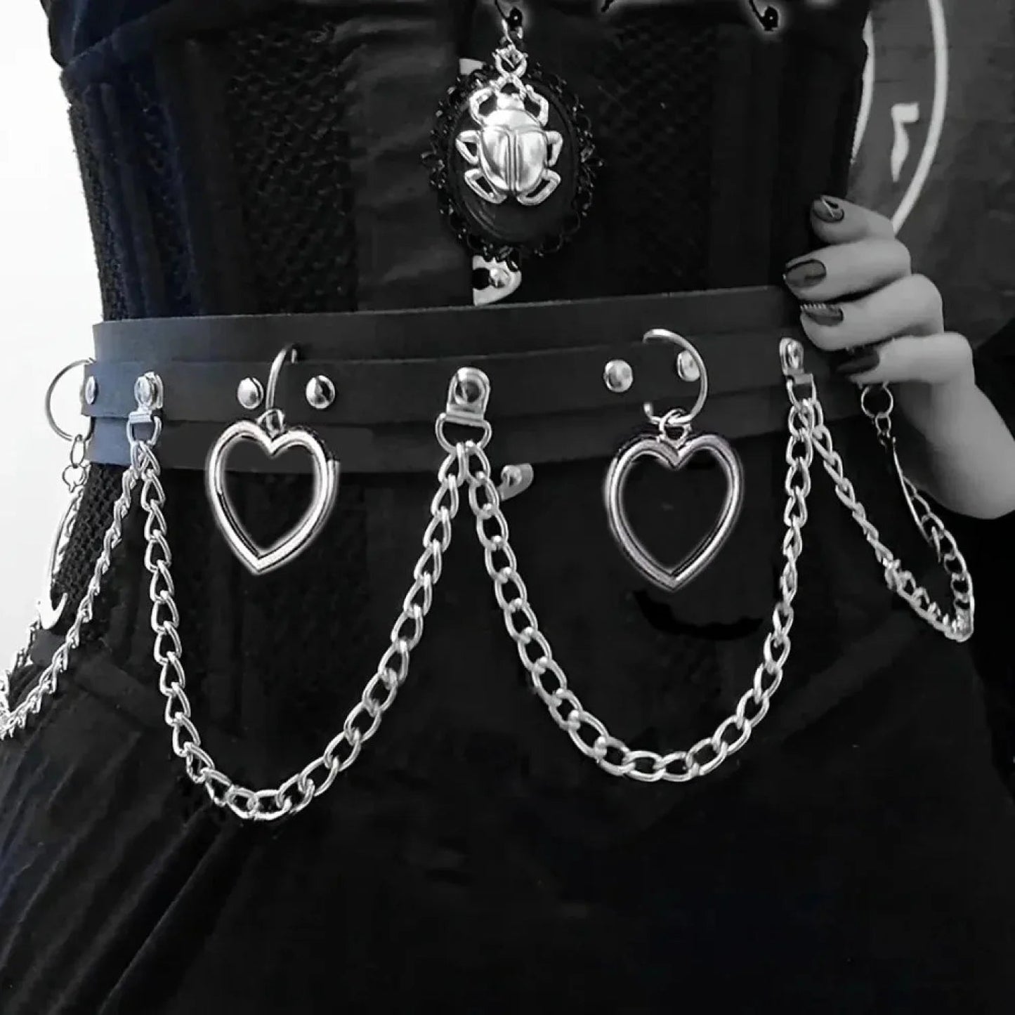 Vegan Dark Leather Declaration Belt