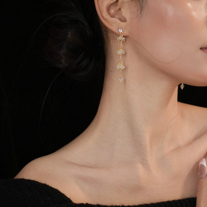 Elara Crystal Earrings in Gold