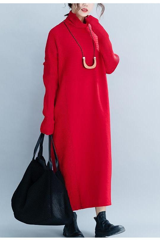Loose High Neck Maxi Sweater Dresses