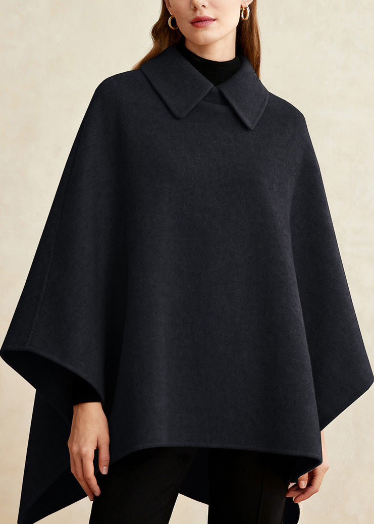 Wine Red Peter Pan Collar Woolen Cape Coats Winter