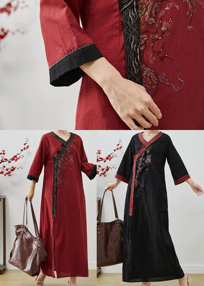 Mulberry Embroidered Tasseled Linen Holiday Dress Summer
