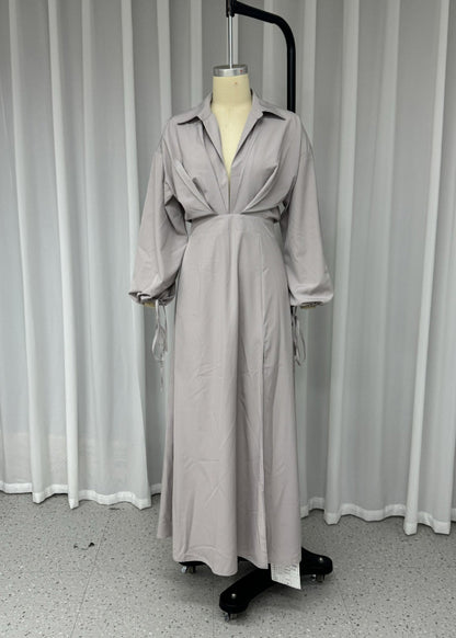 Italian Peter Pan Collar Side Open Patchwork Cotton Long Dress Fall