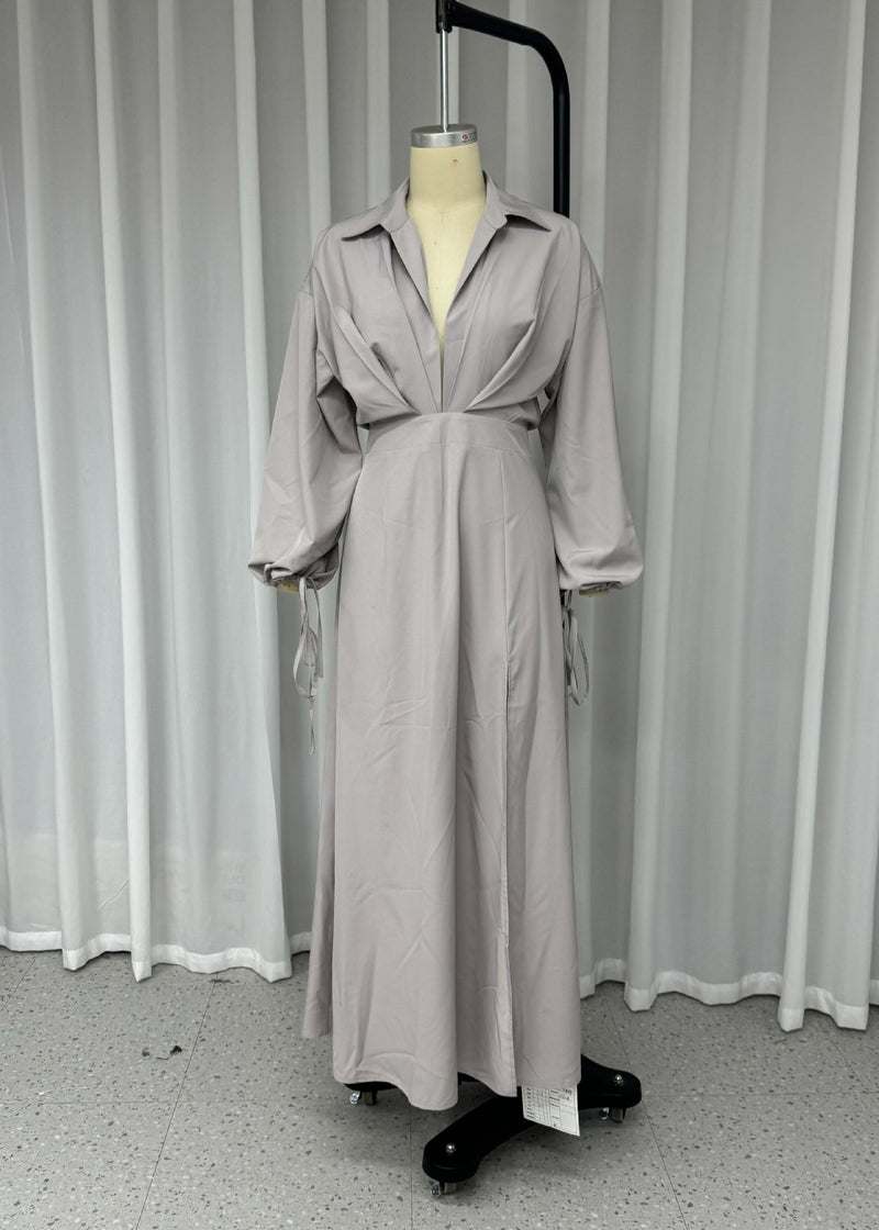 Italian Peter Pan Collar Side Open Patchwork Cotton Long Dress Fall