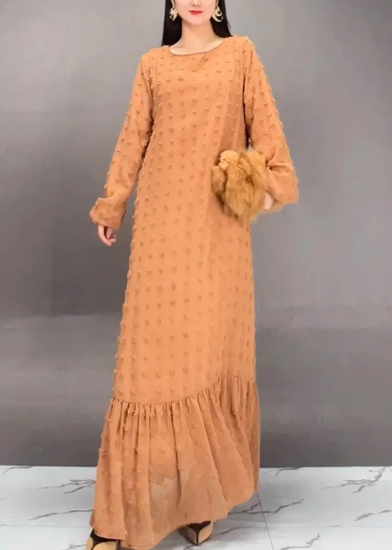 Fine Orange Patchwork Maxi Dresses Fall