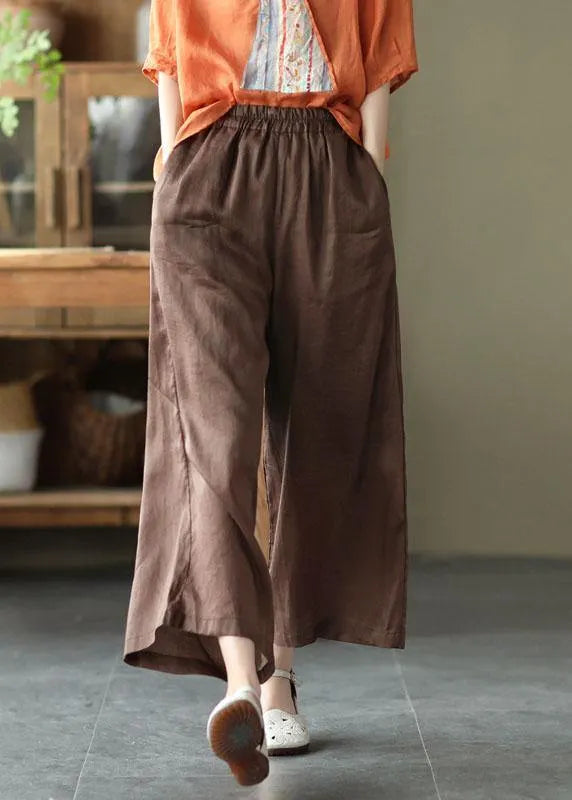 Chocolate Summer Ramie Wide Leg Pants