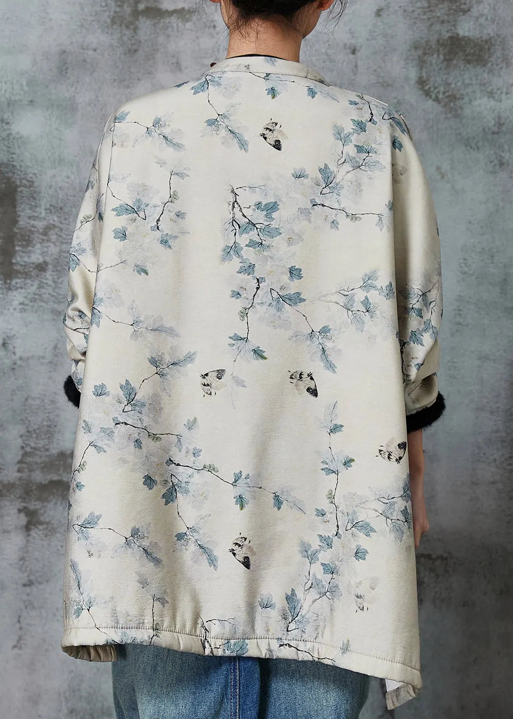 Apricot Oversized Print Warm Fleece Coat Outwear Spring