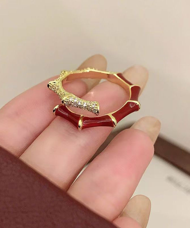 Light Exquisite Red Bamboo Zircon Rings