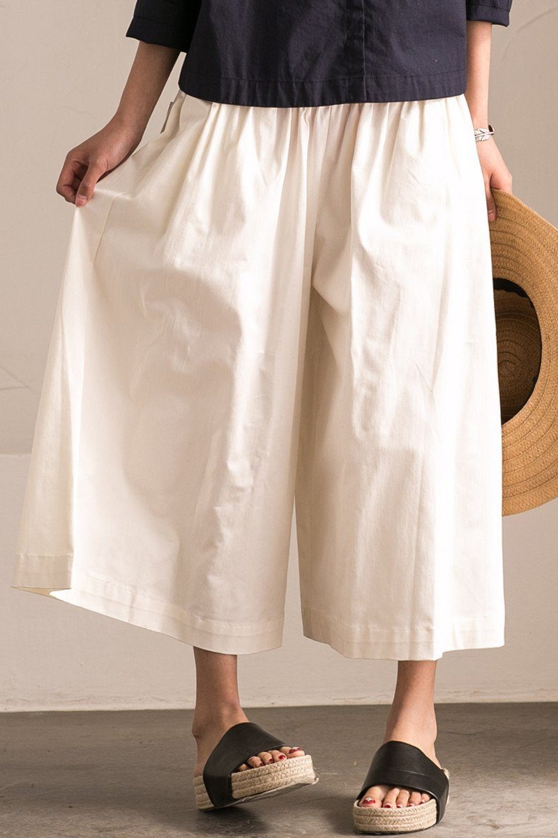 Rice Cotton Width Leg Pants