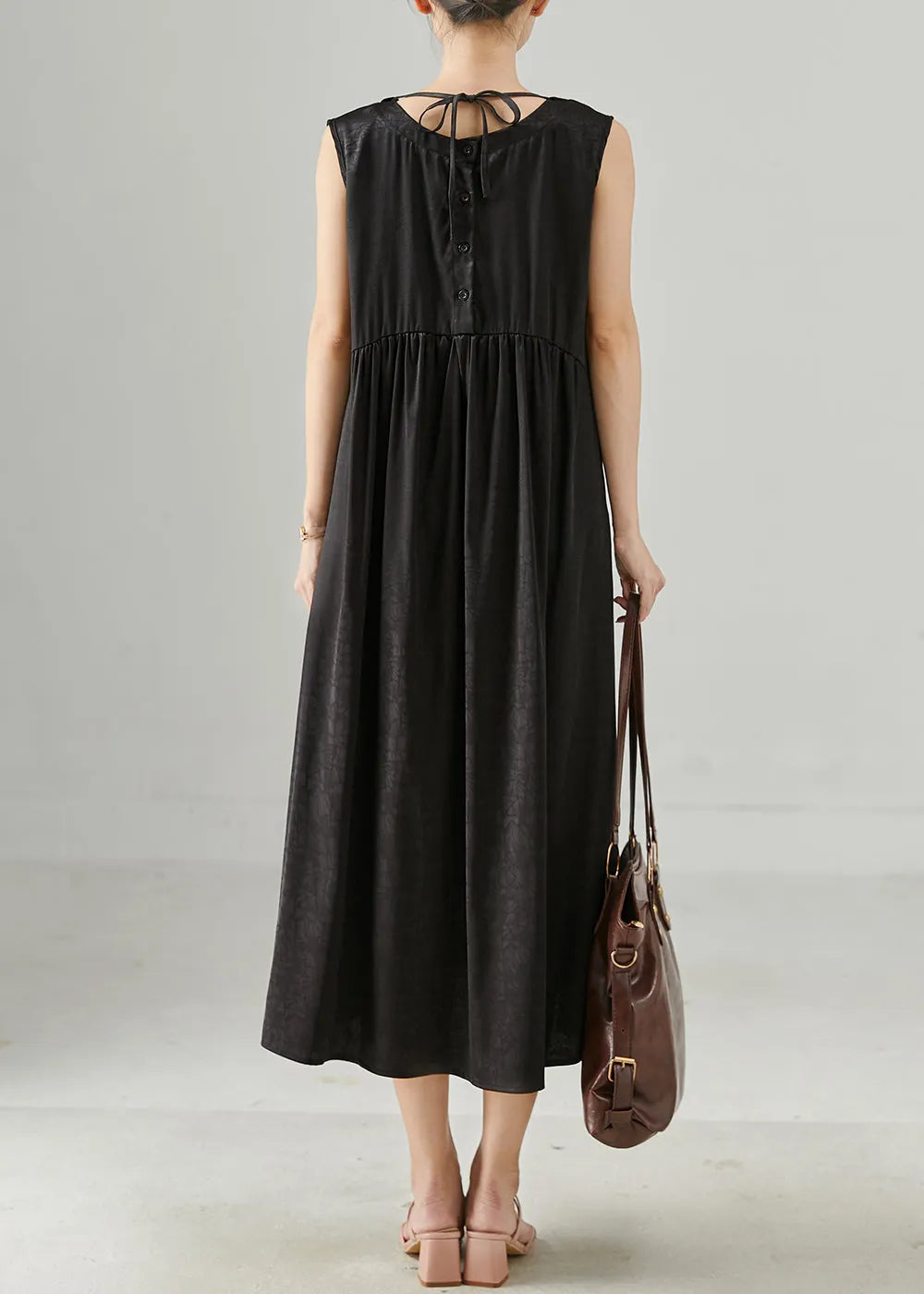 Boutique Black Wear on Both Sides Silk Dress Sleeveless