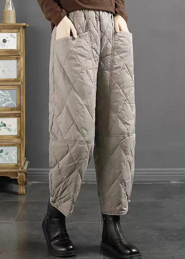 Red Original Design Thick Fine Cotton Filled Crop Pants
