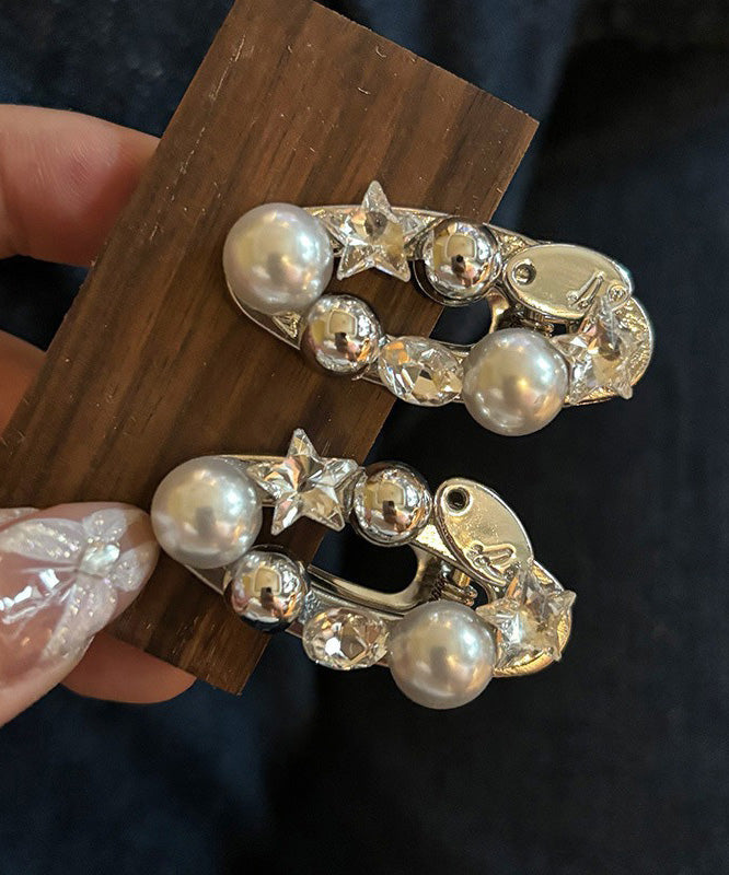 Brief Silk Metal Alloy Zircon Pearl Star a Pair Hairpin
